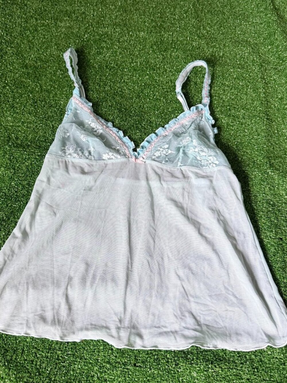 Unbranded Light Blue Babydoll Mesh Cami Lingerie Top Romantic Coquette Size S